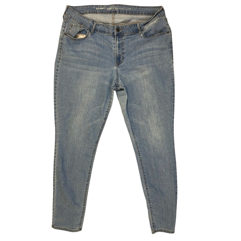 OLD NAVY Women's Super Skinny Mid Rise Jeans Size 16 Reg Light Wash Denim‎